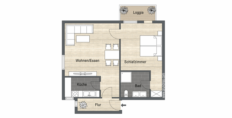 Apartment Comfort M Balkon - Grundriss